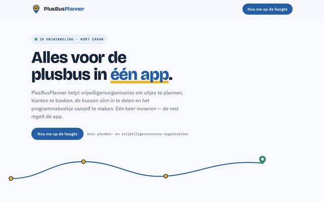 Startpagina van PlusBusPlanner