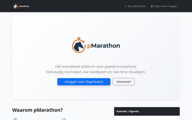 Startpagina van pMarathon